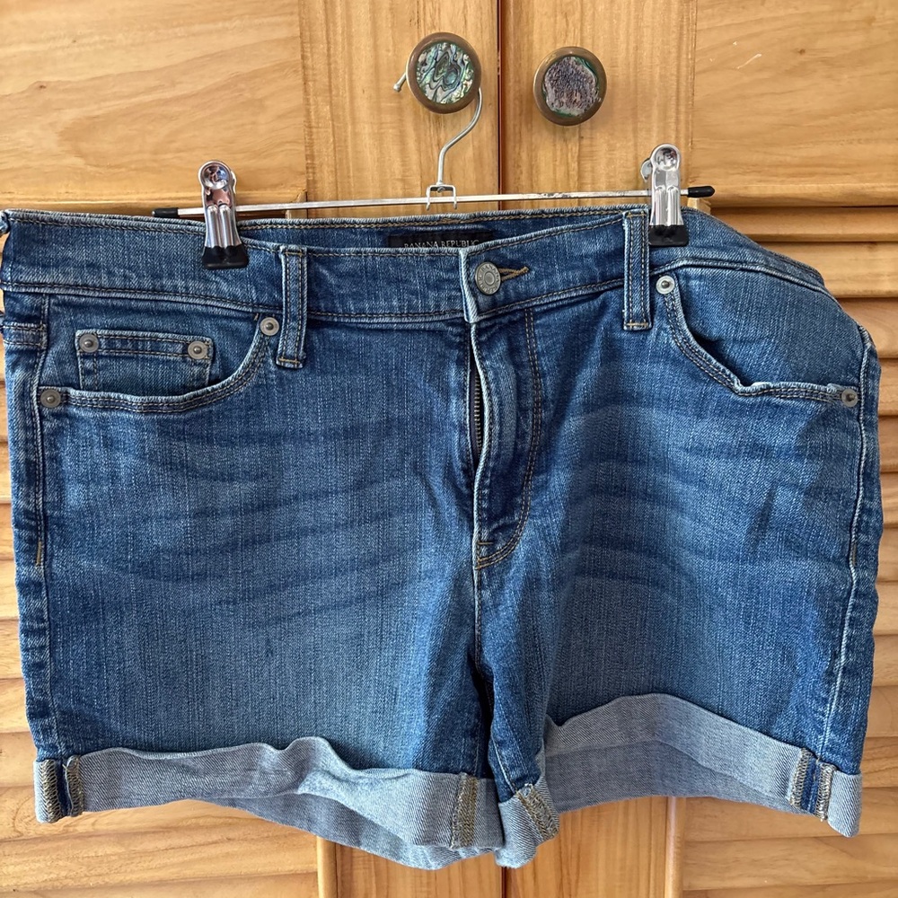 Banana Republic Dark Blue Denim Roll-Cuff Shorts
